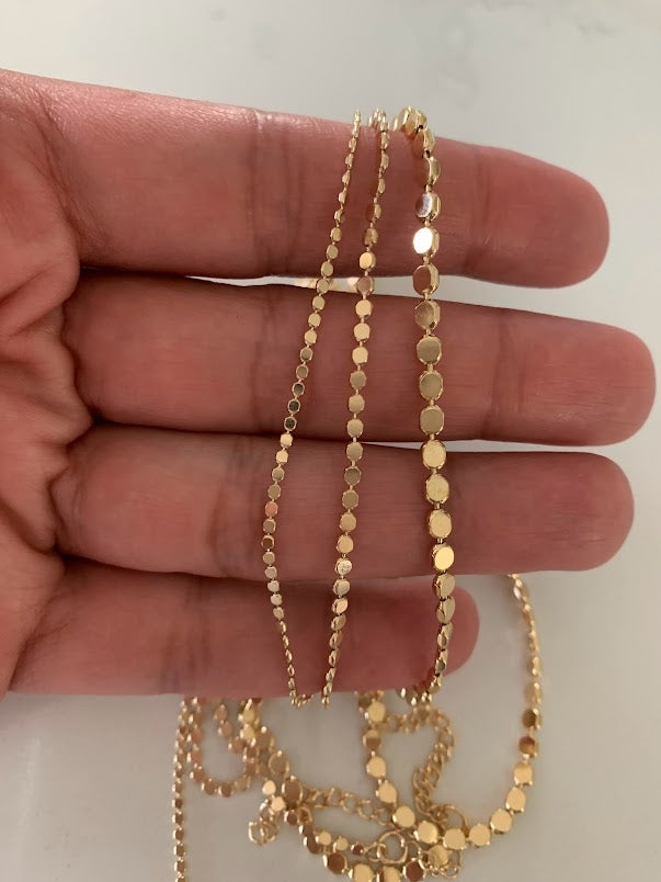 Gold Flat Beaded Necklaces | Dainty Flat Ball Chain | Beads Necklace | Flat Beaded Chain | Layering Necklace