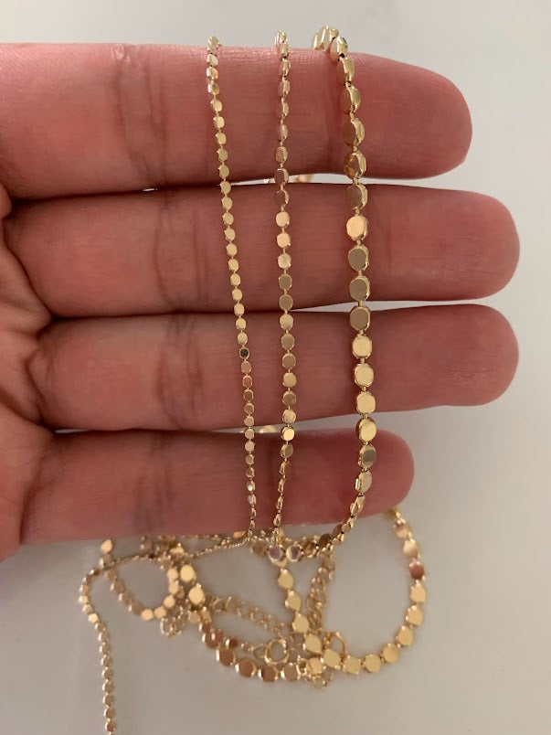 Gold Flat Beaded Necklaces | Dainty Flat Ball Chain | Beads Necklace | Flat Beaded Chain | Layering Necklace