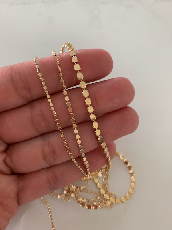 Gold Flat Beaded Necklaces | Dainty Flat Ball Chain | Beads Necklace | Flat Beaded Chain | Layering Necklace