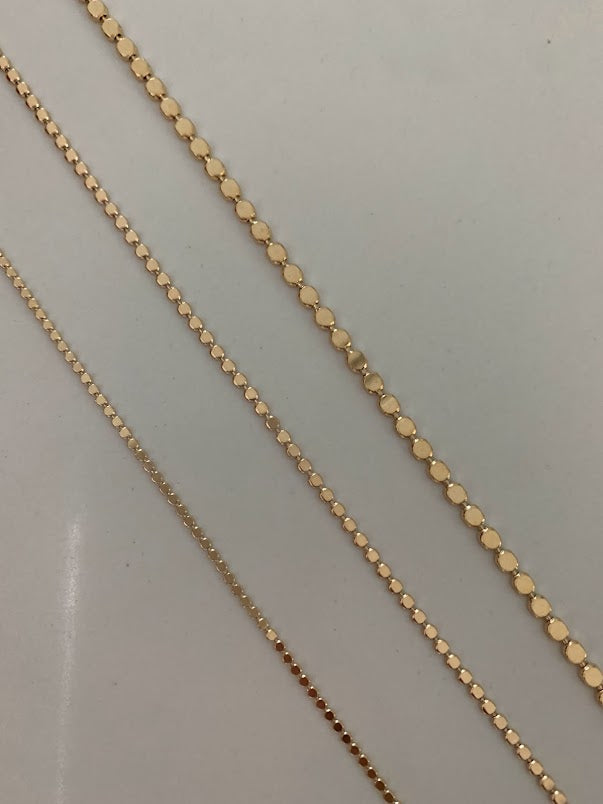 Gold Flat Beaded Necklaces | Dainty Flat Ball Chain | Beads Necklace | Flat Beaded Chain | Layering Necklace