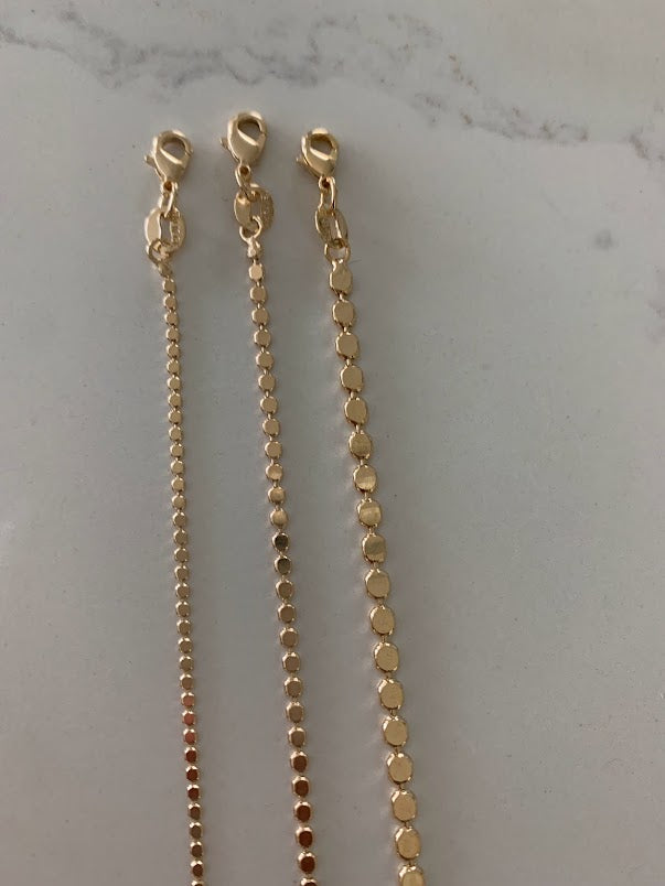 Gold Flat Beaded Necklaces | Dainty Flat Ball Chain | Beads Necklace | Flat Beaded Chain | Layering Necklace