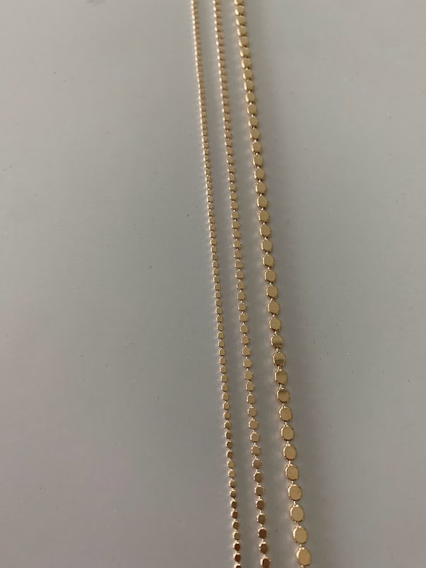 Gold Flat Beaded Necklaces | Dainty Flat Ball Chain | Beads Necklace | Flat Beaded Chain | Layering Necklace