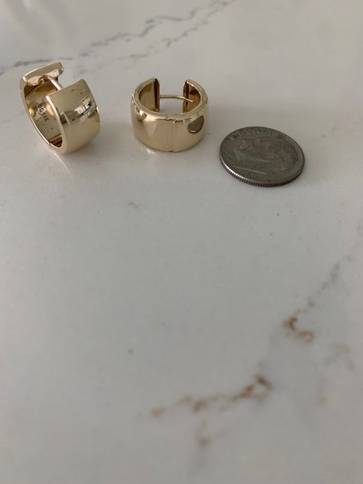 Bold Thick Hoop Huggie Earrings, 14K Gold Huggie, Statement Everyday Hoop Earrings,Boyfriend Huggies, Gift for Her, Genuine 14K Gold Jewelry