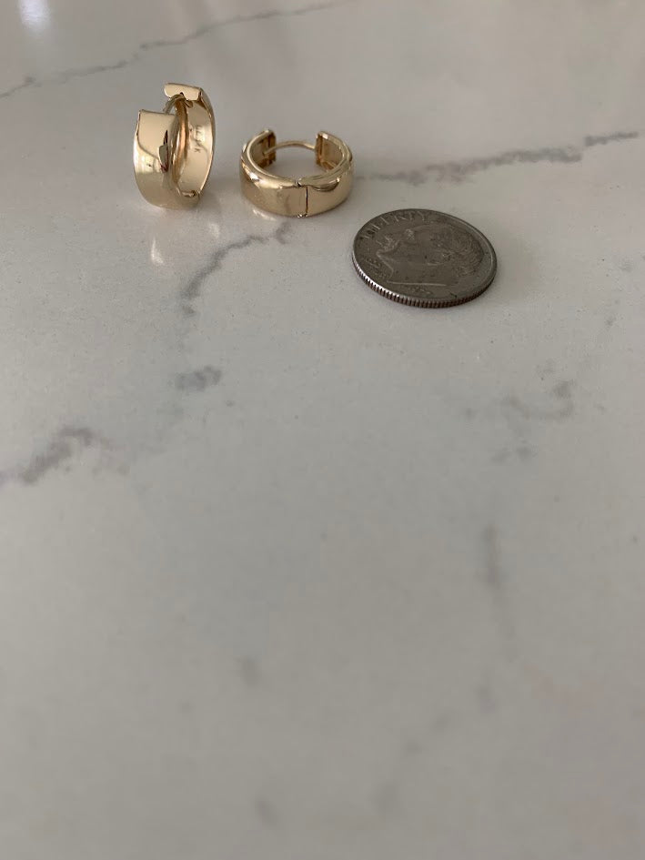 Bold Thick Hoop Huggie Earrings, 14K Gold Huggie, Statement Everyday Hoop Earrings,Boyfriend Huggies, Gift for Her, Genuine 14K Gold Jewelry