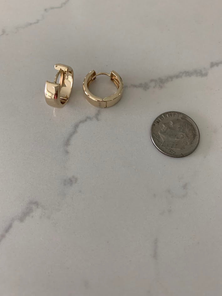 Bold Thick Hoop Huggie Earrings, 14K Gold Huggie, Statement Everyday Hoop Earrings,Boyfriend Huggies, Gift for Her, Genuine 14K Gold Jewelry