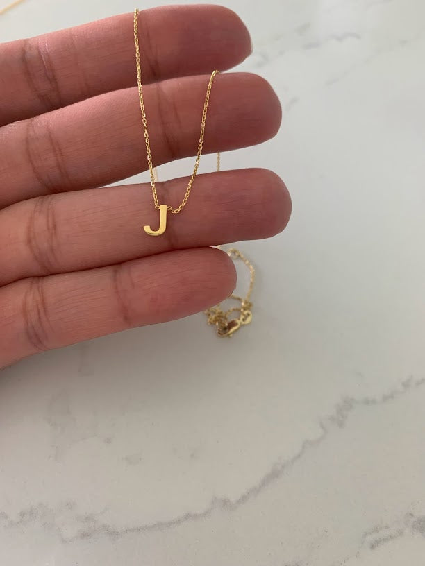 6.5MM 14K Gold Initial Necklace