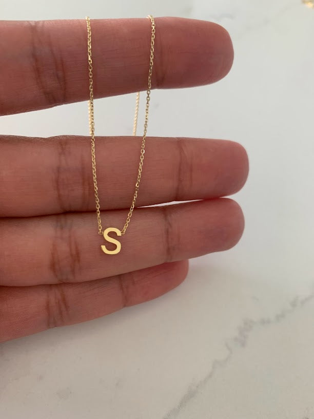 6.5MM 14K Gold Initial Necklace