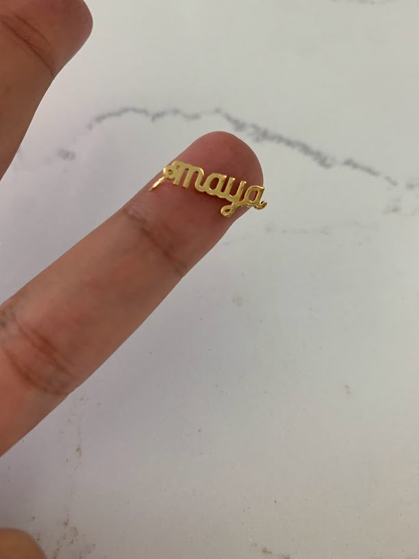 4MM 14K Solid Gold Name| Word Pendant | Personalized Pendant | Personalized Cursive Name Charm with two hooks