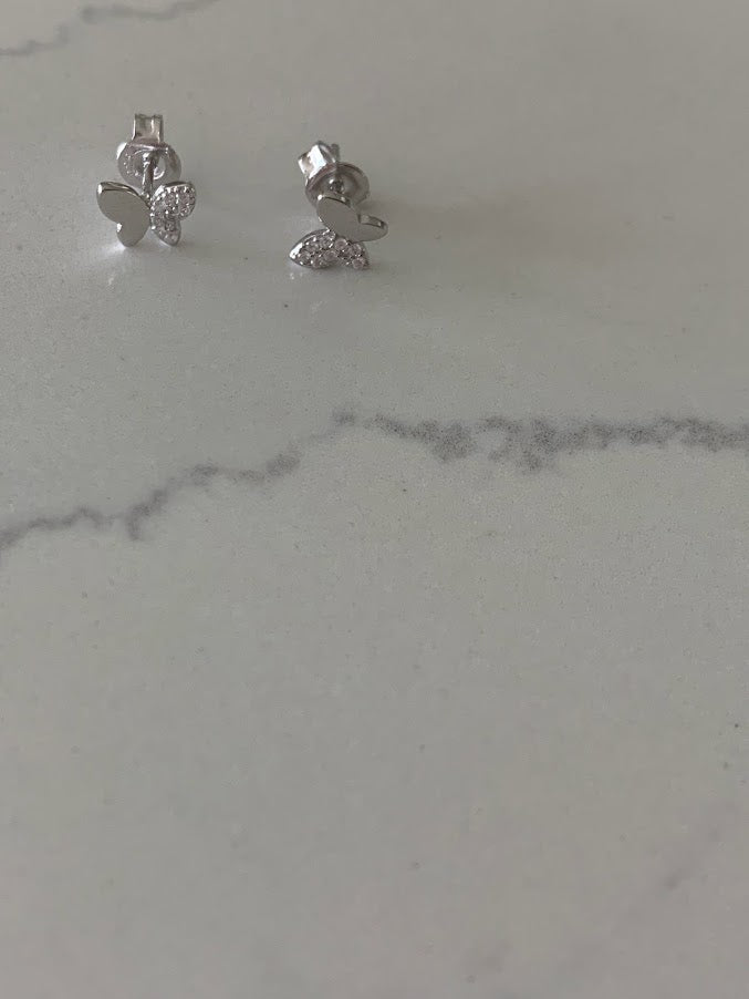 7MM Pave Butterflies in Sterling Silver