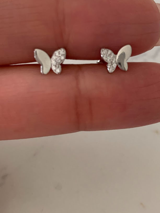 7MM Pave Butterflies in Sterling Silver