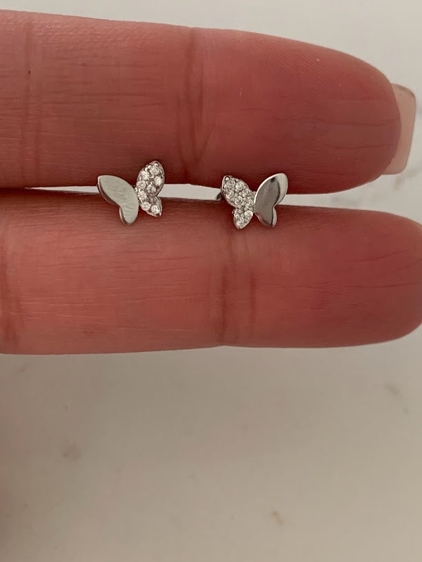7MM Pave Butterflies in Sterling Silver