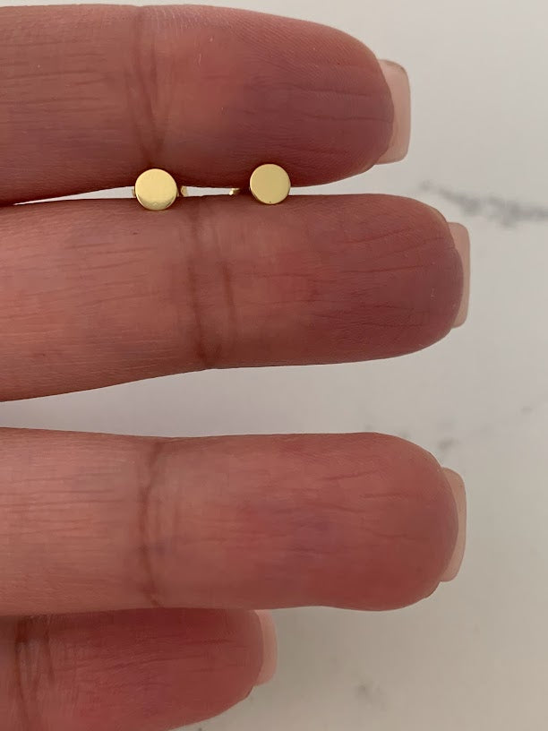 4MM Round Disc Studs, Push Back Stud, Sterling Silver, Tiny, Minimalist Circle Dot Stud Earrings, Circle Studs, Round Tack Disc Earrings