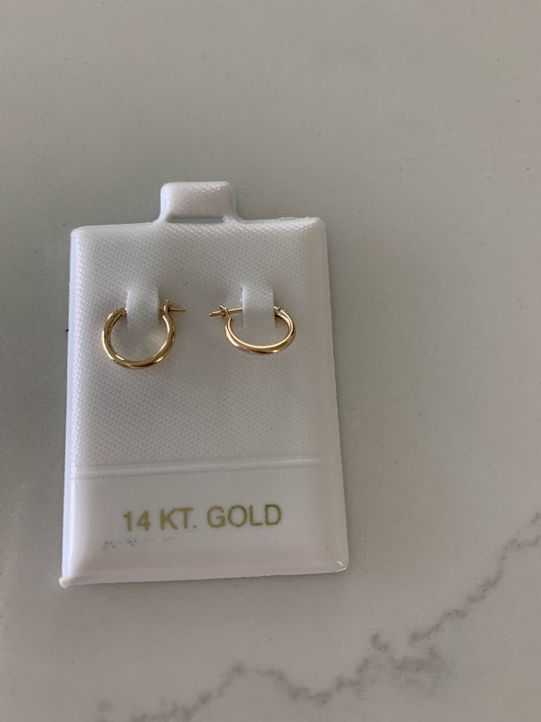 14K Solid Gold Dainty Hoops