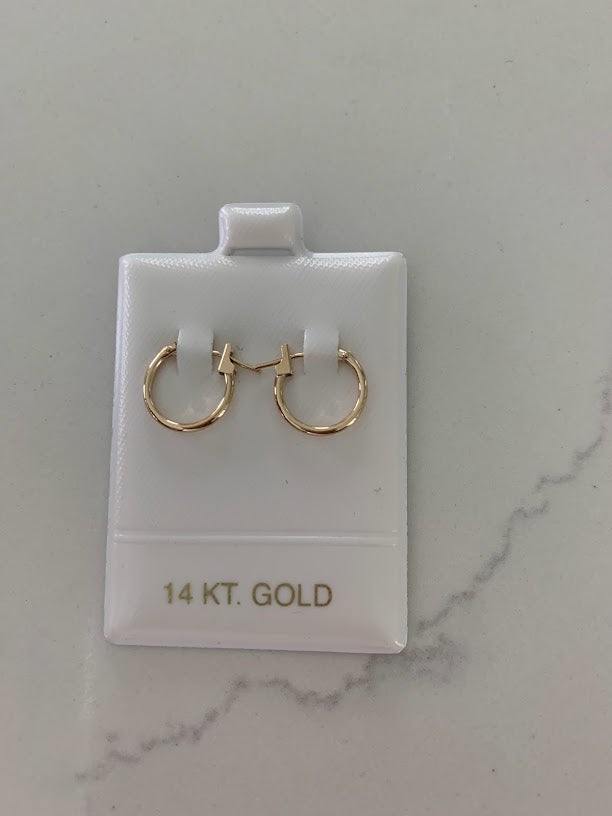 14K Solid Gold Dainty Hoops
