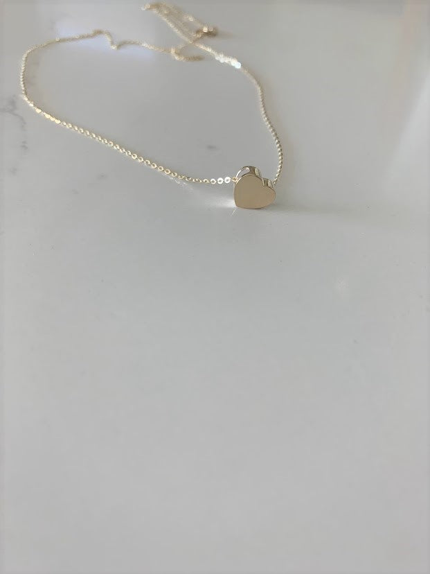14K Yellow Gold Heart Necklace with 16"+2" chain