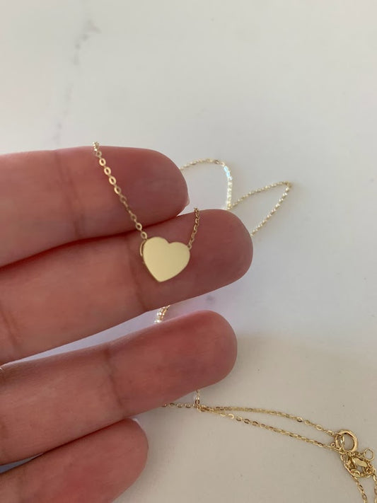 14K Yellow Gold Heart Necklace with 16"+2" chain
