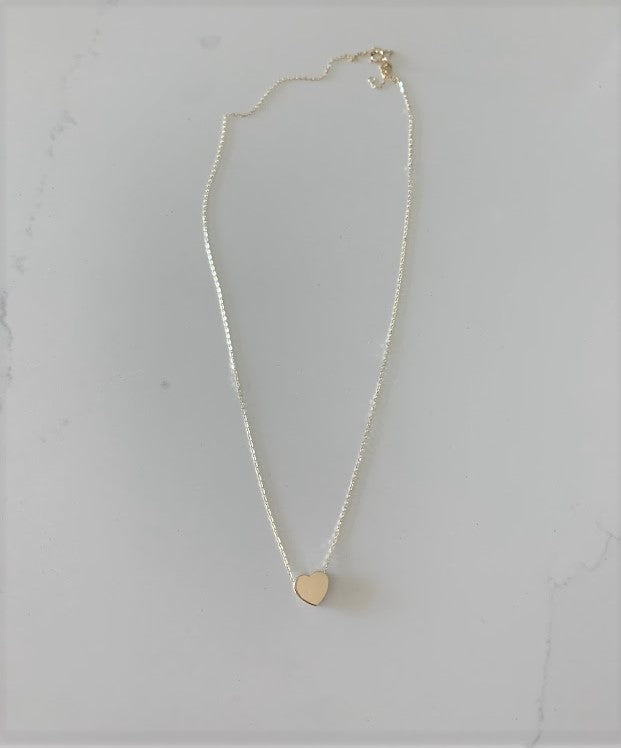14K Yellow Gold Heart Necklace with 16"+2" chain