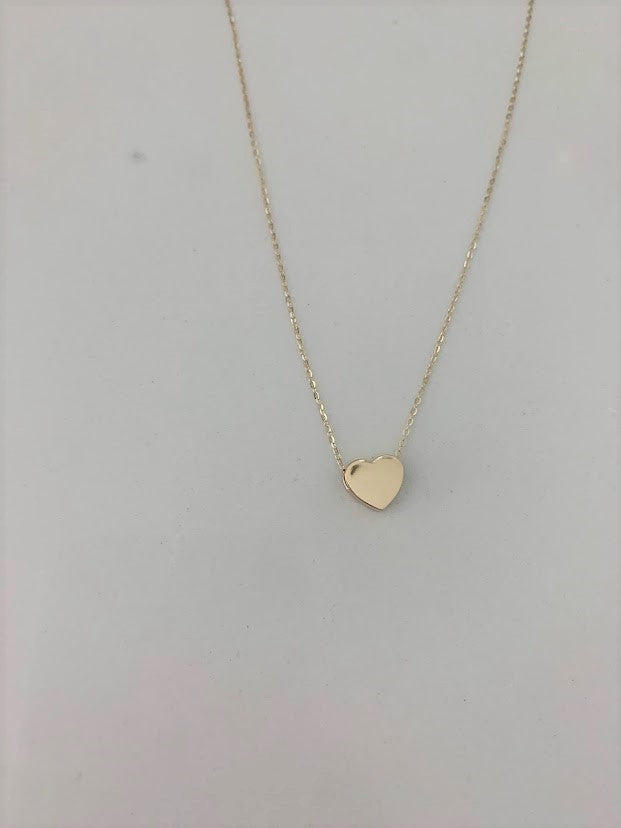 14K Yellow Gold Heart Necklace with 16"+2" chain