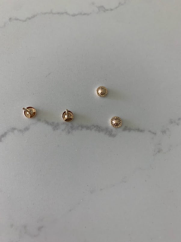 5MM 14K Gold Tiny Bezel Stud Earrings, Solitaire Earrings, Cubic Zirconia Studs, Dainty Bezel Studs, 14K Gold Earrings, Everyday Earrings