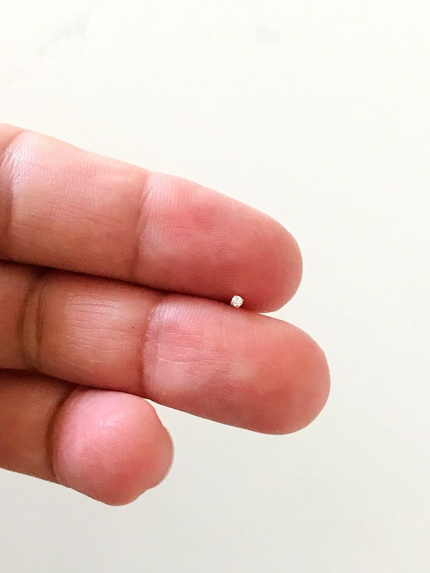 14K Yellow Gold, 1MM Cubic ZC Nose Stud, Yellow Gold Nose Stud, Cubic CZ Prong Nose Stud