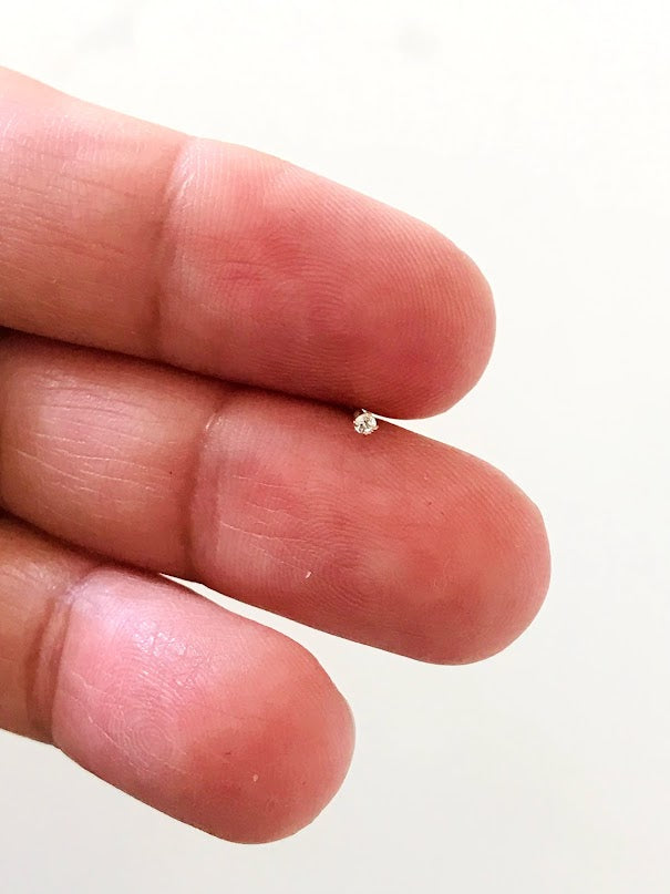 14K Yellow Gold, 1MM Cubic ZC Nose Stud, Yellow Gold Nose Stud, Cubic CZ Prong Nose Stud