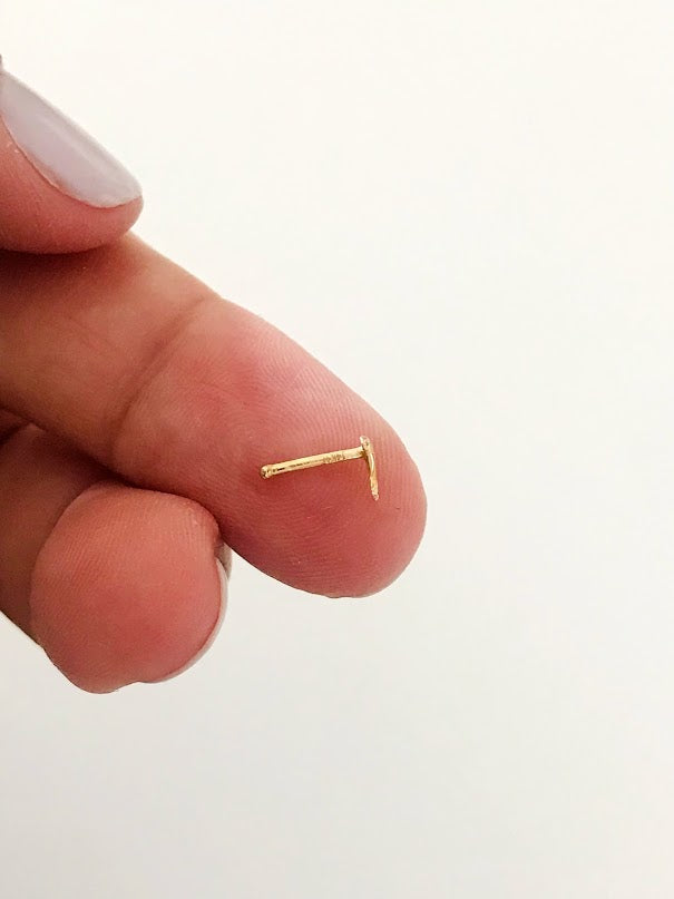 14K Yellow Gold, Dolphin Nose Stud, Yellow Gold Nose Stud, Bone Nose Stud
