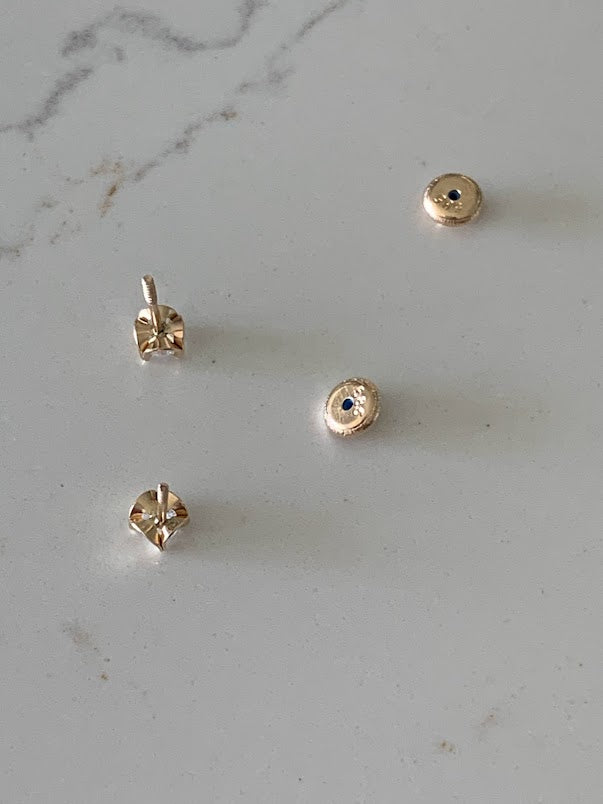 14K Gold 4MM Cubic ZC Studs on Four Prongs • CZ Earrings • 4 Prong Screw back Circular Studs • Cubic Zirconia 4 Prong Studs • 4MM C/Z