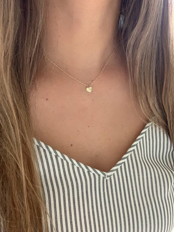 14K Solid Gold Heart Necklace | Yellow Gold Heart | Heart | 14K Solid Gold Heart Necklace | 6MM Heart
