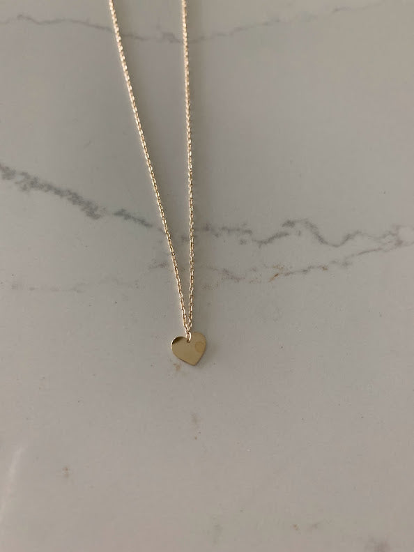 14K Solid Gold Heart Necklace | Yellow Gold Heart | Heart | 14K Solid Gold Heart Necklace | 6MM Heart