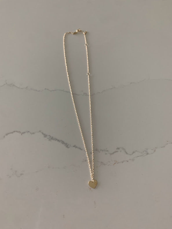 14K Solid Gold Heart Necklace | Yellow Gold Heart | Heart | 14K Solid Gold Heart Necklace | 6MM Heart