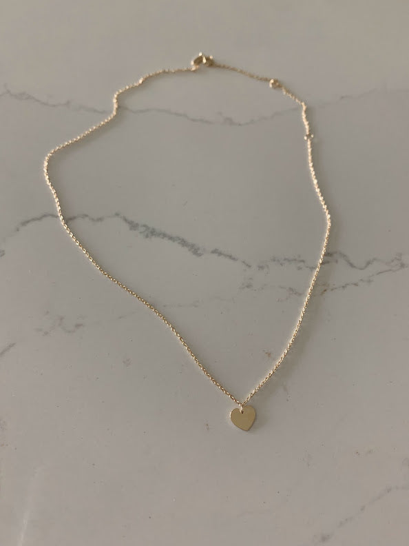 14K Solid Gold Heart Necklace | Yellow Gold Heart | Heart | 14K Solid Gold Heart Necklace | 6MM Heart