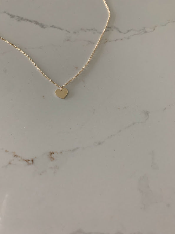 14K Solid Gold Heart Necklace | Yellow Gold Heart | Heart | 14K Solid Gold Heart Necklace | 6MM Heart