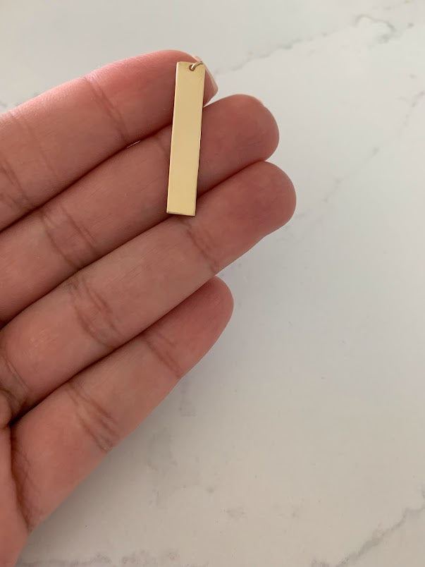 16MM 14K Solid Gold Bar Pendant | Personalized Engraving Bar Pendant | Solid Gold | Personalized Pendant with Family Names/Initials