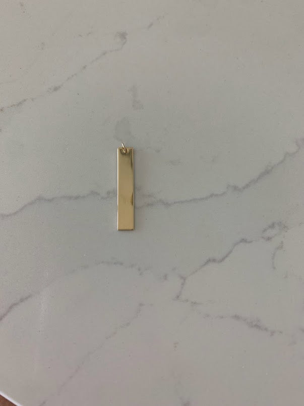 16MM 14K Solid Gold Bar Pendant | Personalized Engraving Bar Pendant | Solid Gold | Personalized Pendant with Family Names/Initials
