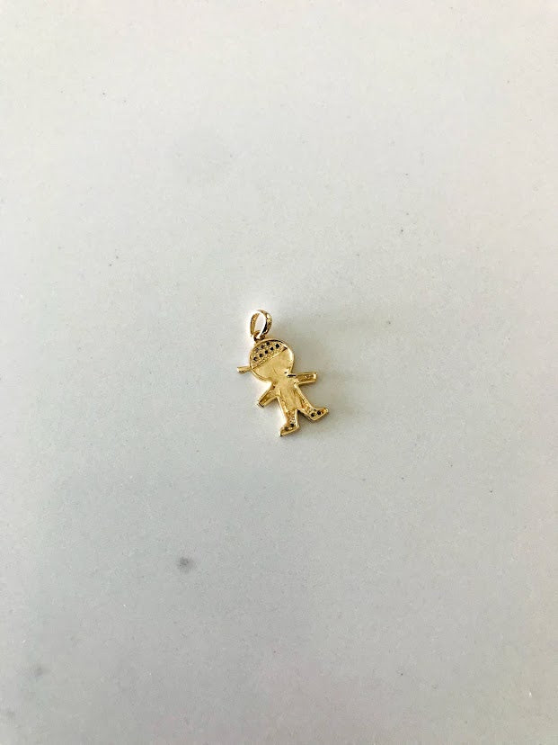 14K Yellow Gold Boy Pendant with CZ