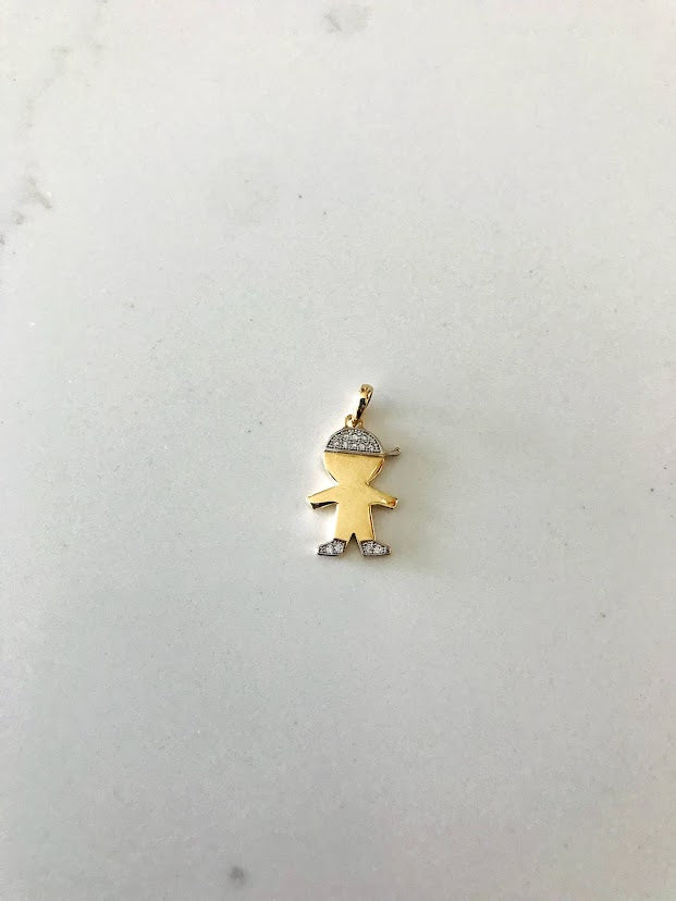14K Yellow Gold Boy Pendant with CZ