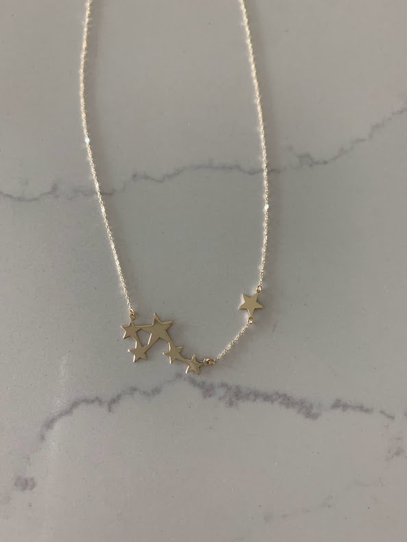 14k Solid Gold Multi Stars Necklace, Dainty Necklace, Layering Necklace, Stars Necklace, Constellation Necklace