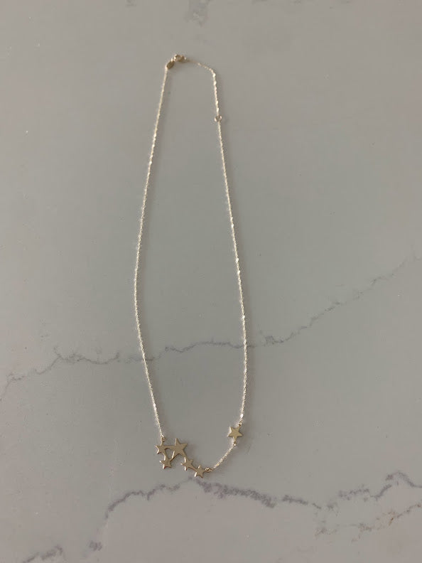 14k Solid Gold Multi Stars Necklace, Dainty Necklace, Layering Necklace, Stars Necklace, Constellation Necklace