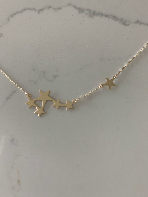 14k Solid Gold Multi Stars Necklace, Dainty Necklace, Layering Necklace, Stars Necklace, Constellation Necklace