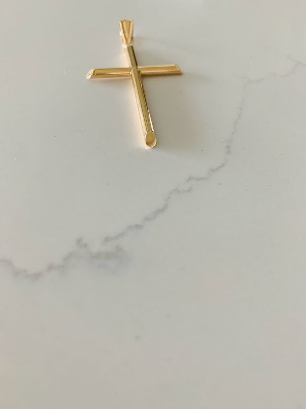 14K Solid Gold Hollow Plain Cross | Yellow Gold Cross | Catholic Pendant | 14K Solid Gold Cross Christian Pendant | Bold Cross | 53MM