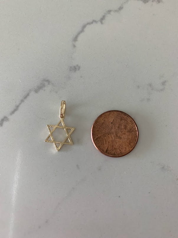 14K Solid Gold David Star Pendant | Yellow Gold Pendant | David Star Pendant | 14K Solid Gold Pendant