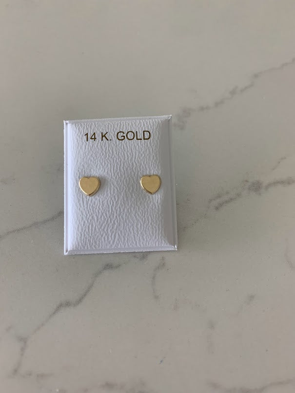 14K Solid Gold Plain Heart Studs • 14K Solid Gold Classy Heart Cut Pushback Studs • Gold Heart Earrings • Dainty Studs • Free Shipping