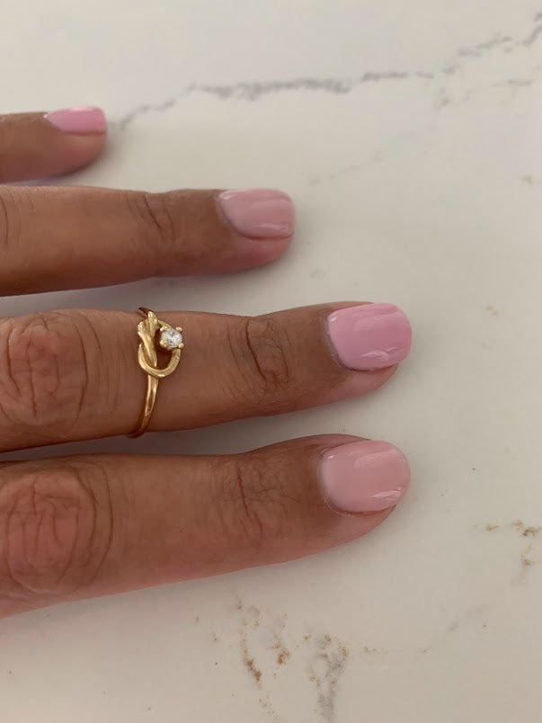 14K Yellow Gold Knot Ring with CZ | Cubic Zirconia | Anniversary Ring | Knot Engagement Ring | Ring for her | Promise Ring