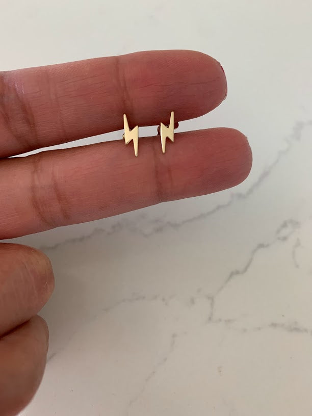 14K Gold Lightning Bolt Stud Earrings | Minimalist Earrings | Everyday Earrings | Dainty Earrings Lightning Studs