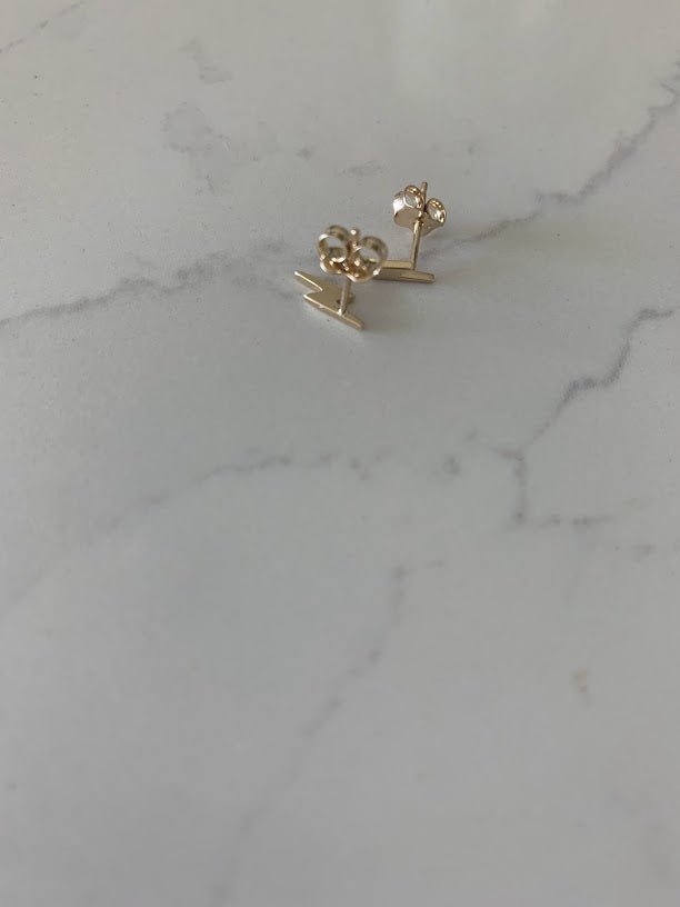 14K Gold Lightning Bolt Stud Earrings | Minimalist Earrings | Everyday Earrings | Dainty Earrings Lightning Studs
