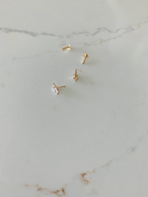 14K Solid Gold Marquise Cubic ZC Earrings, Marquise Studs, Push Back Studs, Beautiful and Elegant Dainty Earrings