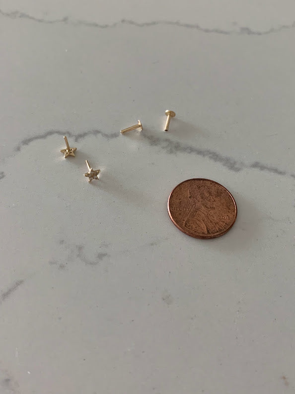 14K Gold 4MM Mini Star Studs Earrings, Star Earrings, Gold Studs, Celestial Earrings, 14K Gold Earrings
