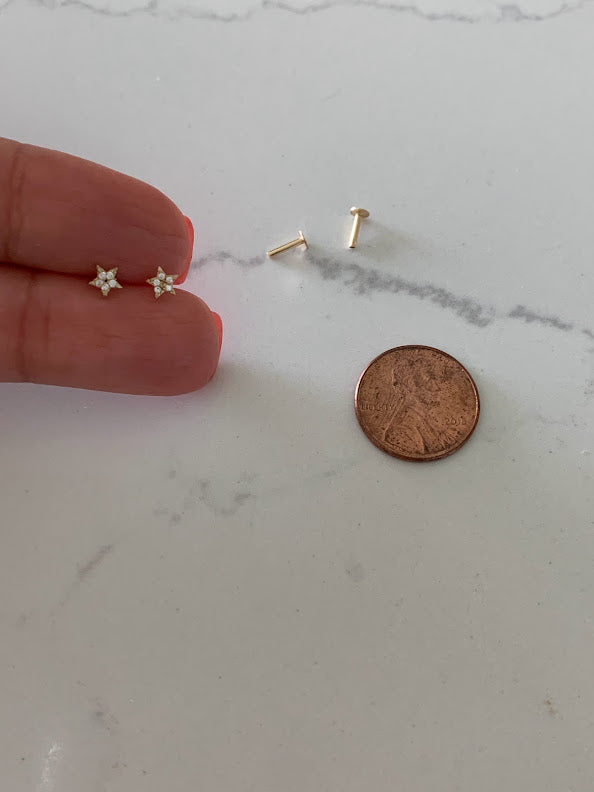 14K Gold 4MM Mini Star Studs Earrings, Star Earrings, Gold Studs, Celestial Earrings, 14K Gold Earrings
