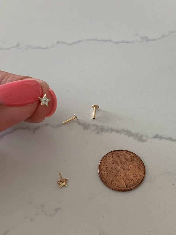 14K Gold 4MM Mini Star Studs Earrings, Star Earrings, Gold Studs, Celestial Earrings, 14K Gold Earrings