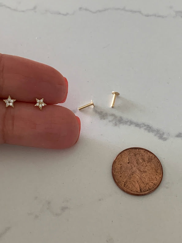 14K Gold 4MM Mini Star Studs Earrings, Star Earrings, Gold Studs, Celestial Earrings, 14K Gold Earrings